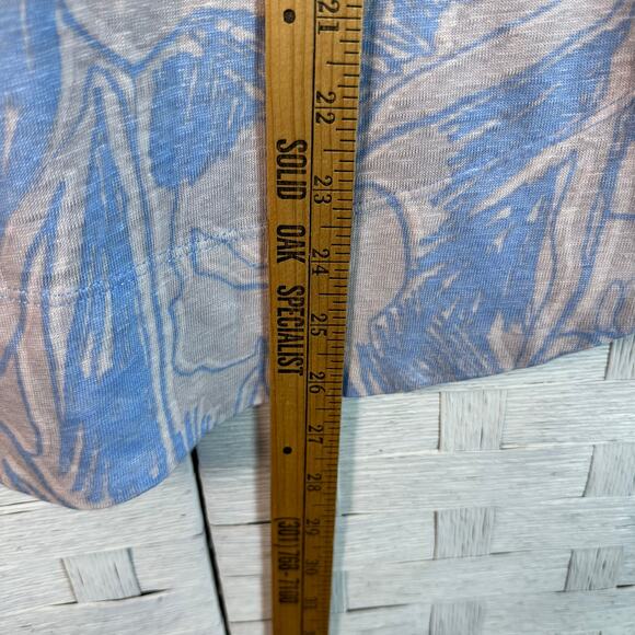 Poetry womens linen henley top Dolman sleeve floral print blue & cream coastal - Picture 7 of 9